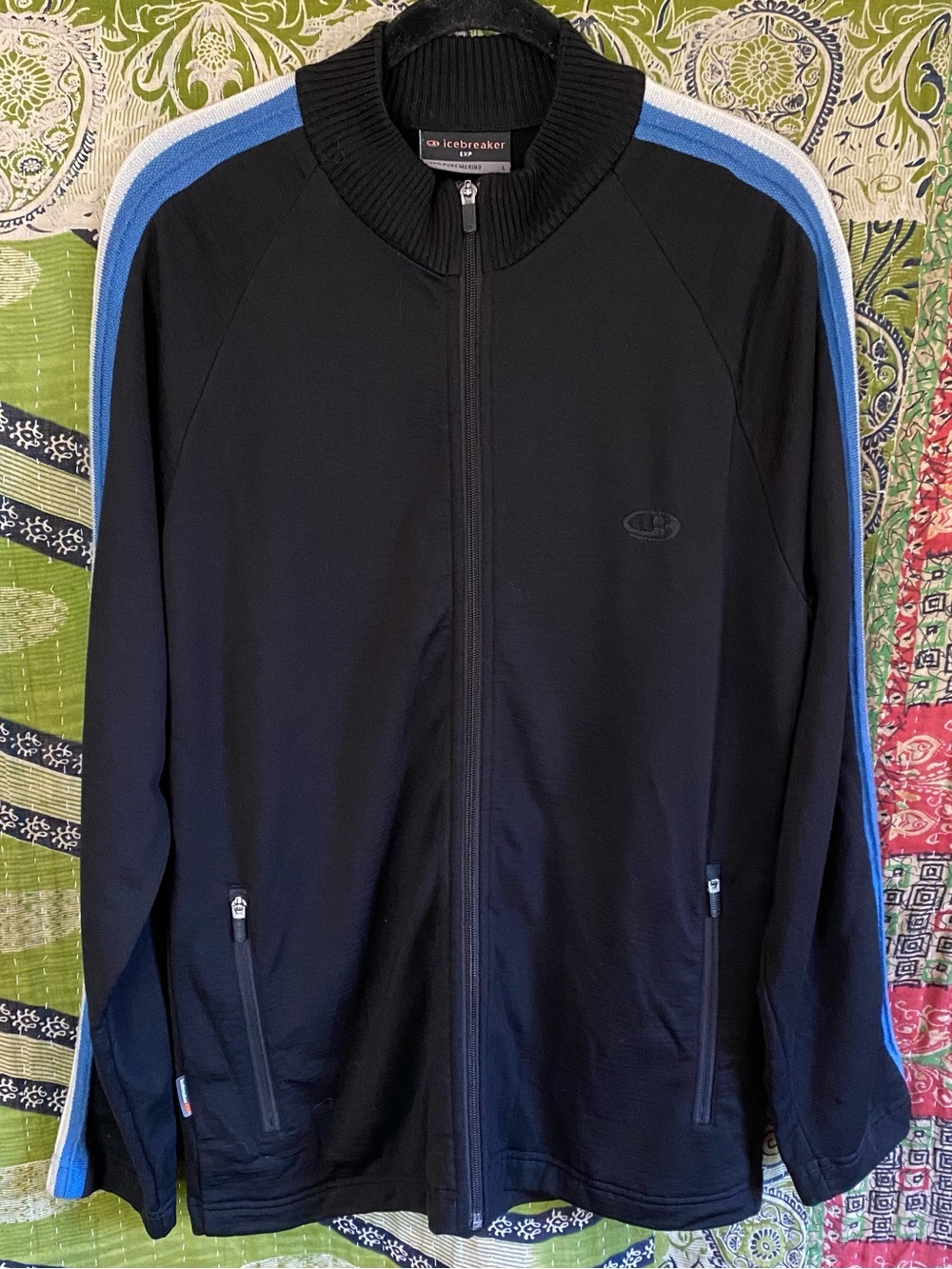 Vintage Icebreaker Black Large Wool Full Zip Track Jacket Medium Outdoor Sporty